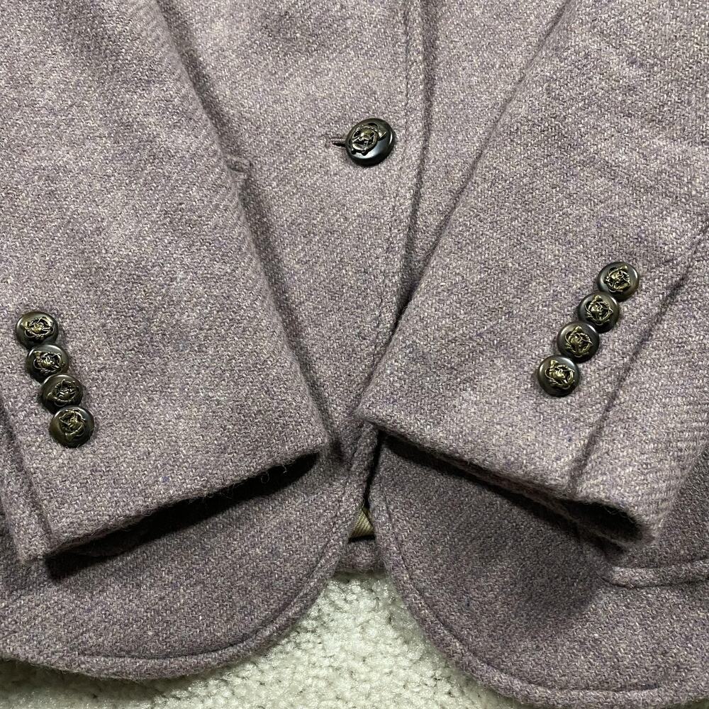 Lauren Ralph Lauren Blazer Jacket Womens 12P Purple Wool Tweed Herringbone - Picture 2 of 8
